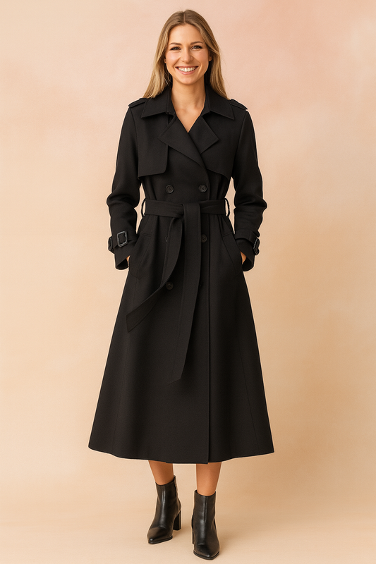 Sable Women's Belted Trench Coat | Polyester Blend, Tailored Fit 0