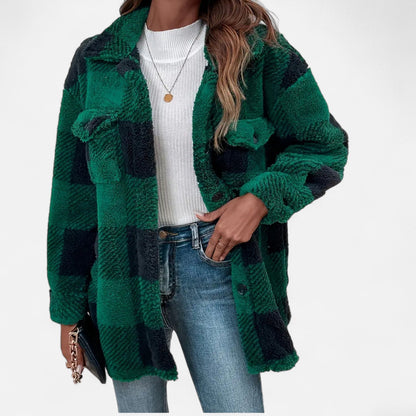 Sable Women's Jacket | Plush Sherpa, Oversized Checkered Winter Coat 5