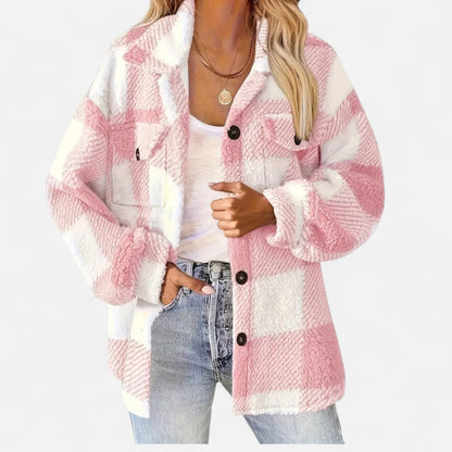 Sable Women's Jacket | Plush Sherpa, Oversized Checkered Winter Coat 6