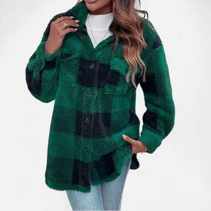 Sable Women's Jacket | Plush Sherpa, Oversized Checkered Winter Coat 7