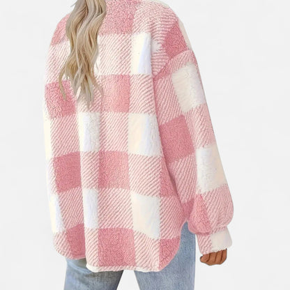 Sable Women's Jacket | Plush Sherpa, Oversized Checkered Winter Coat 8