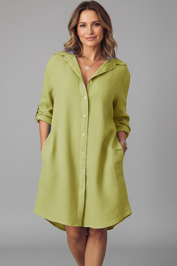 Saskia Women’s Dress with Collared Neckline and Long Sleeves 6
