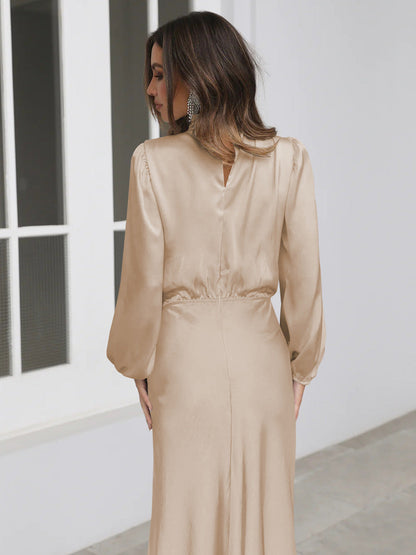 Satinia Women’s Midi Dress with High Neck and Long Sleeves for Elegant Evening Wear 5