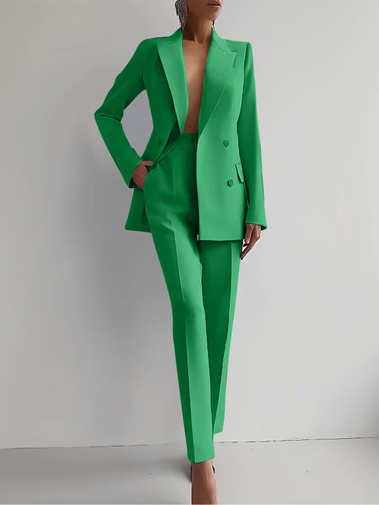 Scarlett Women’s Suit with Double-Breasted Blazer and Slim Pants in Bold Red 1