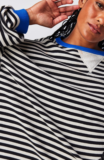 Sela Women’s Oversized Sweatshirt | Striped Balloon Sleeves Relaxed Fit 5