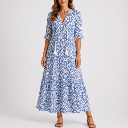 Sera Women’s Midi Dress with Summer Floral Print and Short Sleeves 0