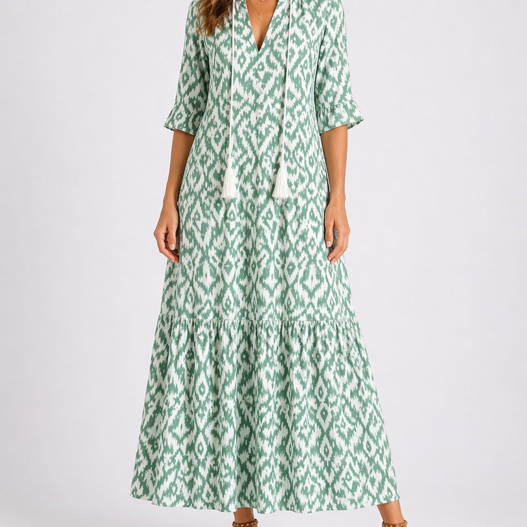 Sera Women’s Midi Dress with Summer Floral Print and Short Sleeves 1
