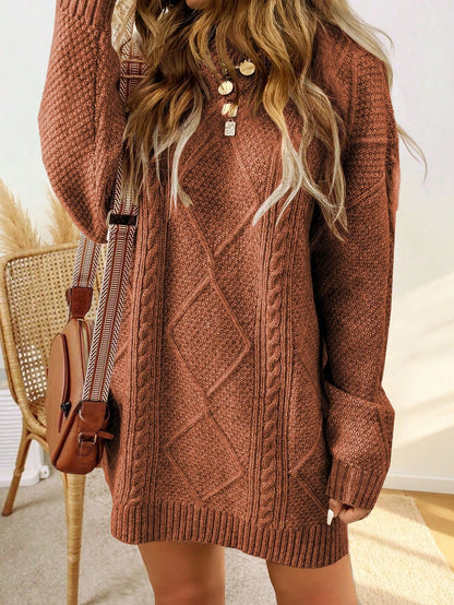 Serena Women’s Sweater Dress with Cable Knit Pattern and Ribbed Cuffs 5
