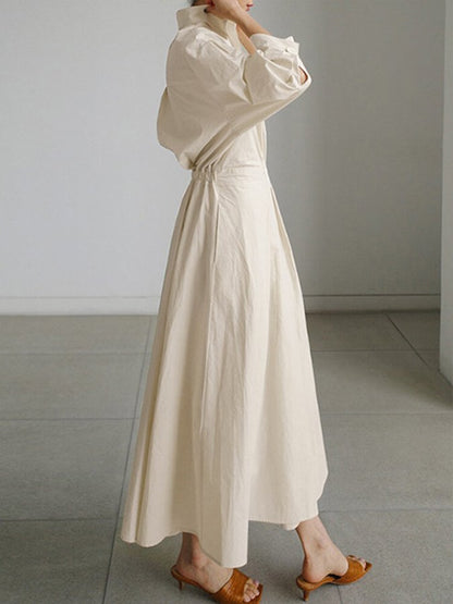 Serene Women’s Maxi Dress with Structured Collar and Flowing A-Line Skirt 4