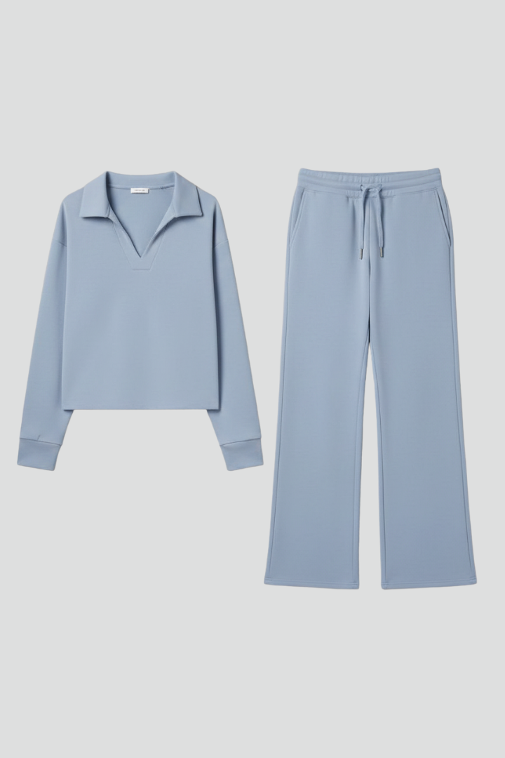 Sienna Women’s Co Ord Set with V-Neck Top and Wide-Leg Pants 1