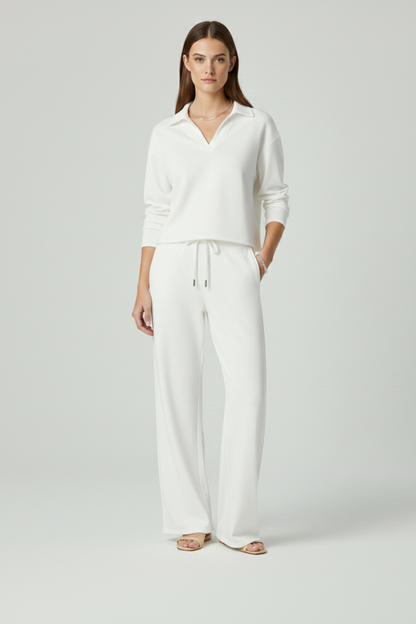 Sienna Women’s Co Ord Set with V-Neck Top and Wide-Leg Pants 10