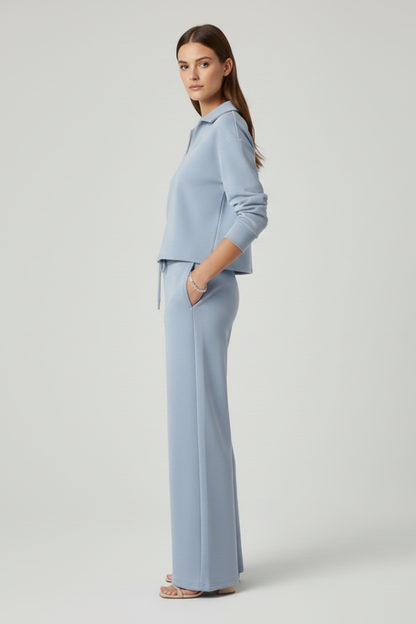 Sienna Women’s Co Ord Set with V-Neck Top and Wide-Leg Pants 3