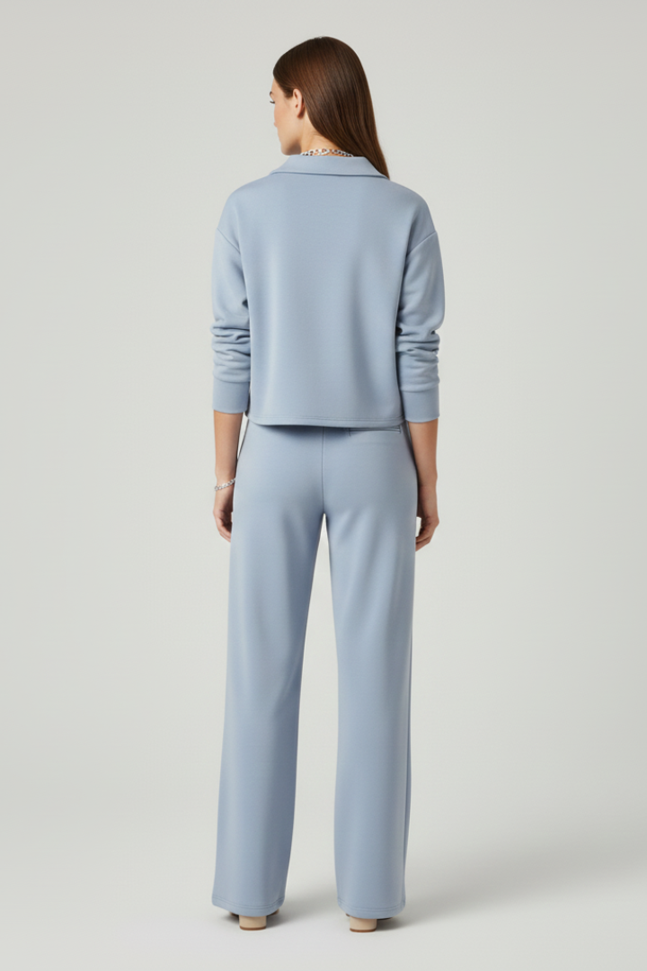 Sienna Women’s Co Ord Set with V-Neck Top and Wide-Leg Pants 4