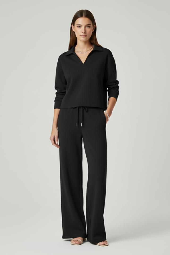 Sienna Women’s Co Ord Set with V-Neck Top and Wide-Leg Pants 6