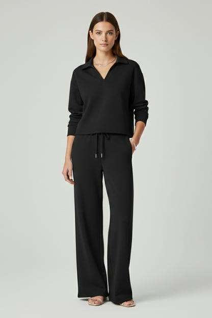 Sienna Women’s Co Ord Set with V-Neck Top and Wide-Leg Pants 6