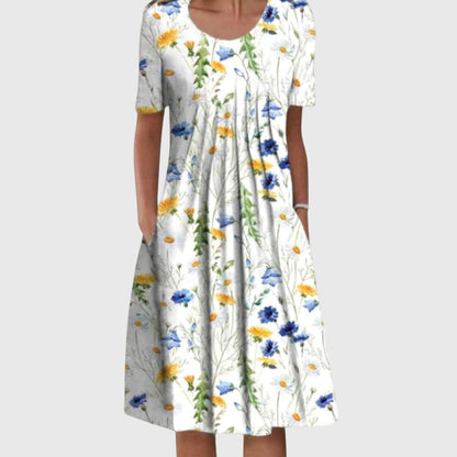 Sienna Women’s Dress with Round Neck and Layered Design for Summer and Formal Occasions 1