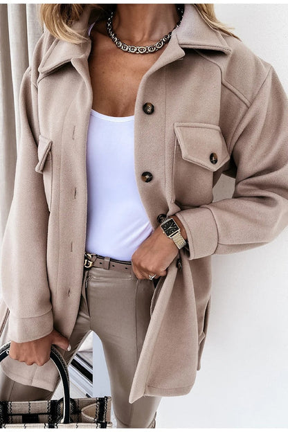 Tahlia Women's Wool Jacket | Thickened Warmth, Lapel Single-Breasted Winter Coat 3