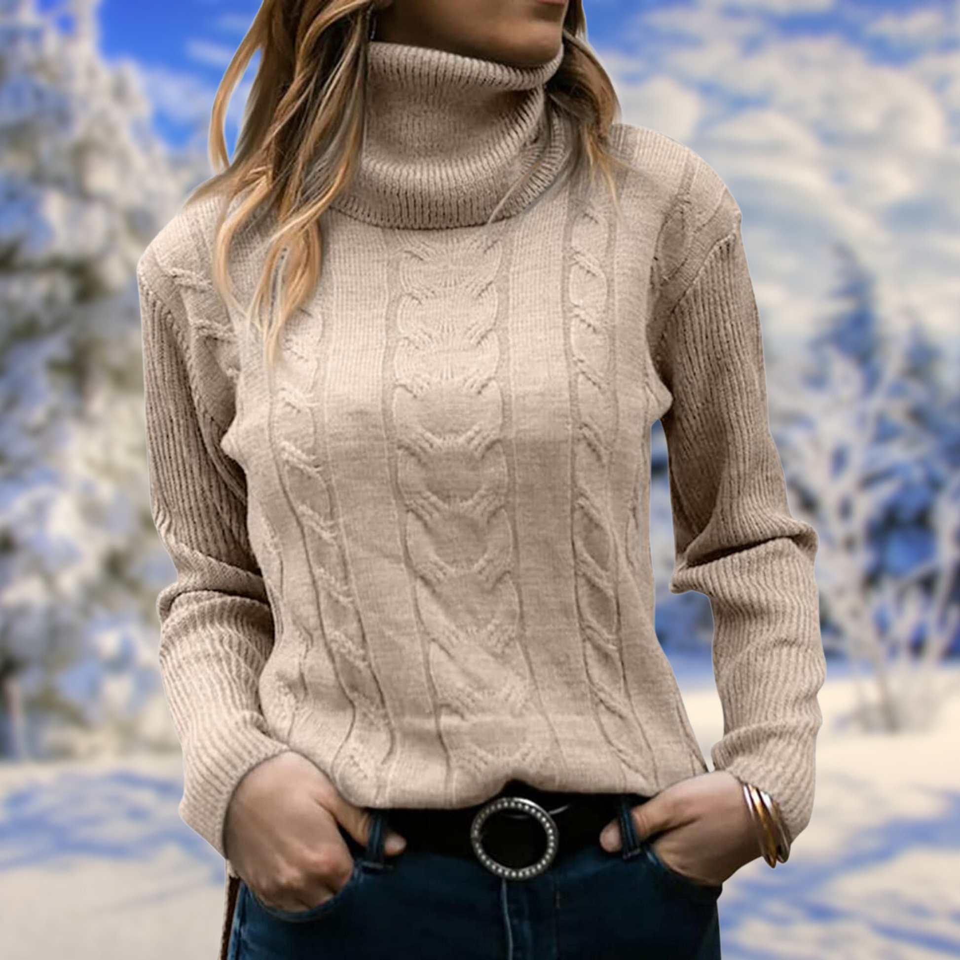 Talia Women's Jumper with Turtleneck Design and Fitted Silhouette for Lightweight Warmth 2