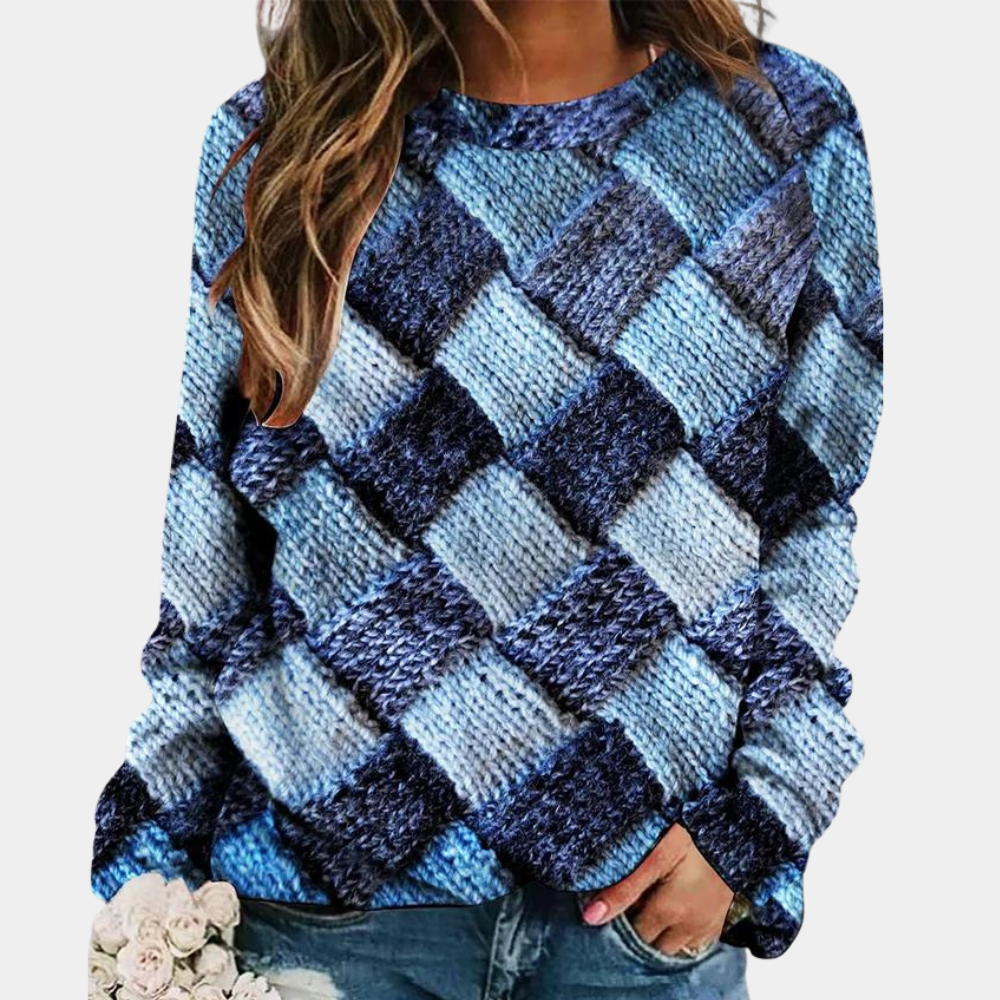 Talia Women's Textured Knit Sweater | Relaxed Fit, Long Sleeves 0