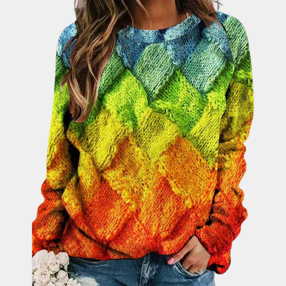 Talia Women's Textured Knit Sweater | Relaxed Fit, Long Sleeves 1