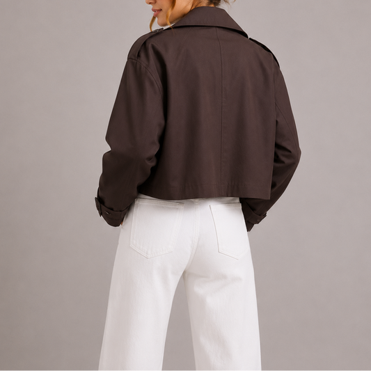 Talia Women's Trench Coat | Lightweight Cropped Design with Oversized Lapels 1