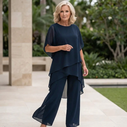 Valeria Women’s Two Piece Pants Set with Flattering Draped Palazzo Design and Coordinated Top 0
