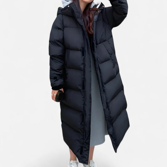Valmonti Women's Long Puffer Jacket | Insulated Lightweight Warmth, Black 1