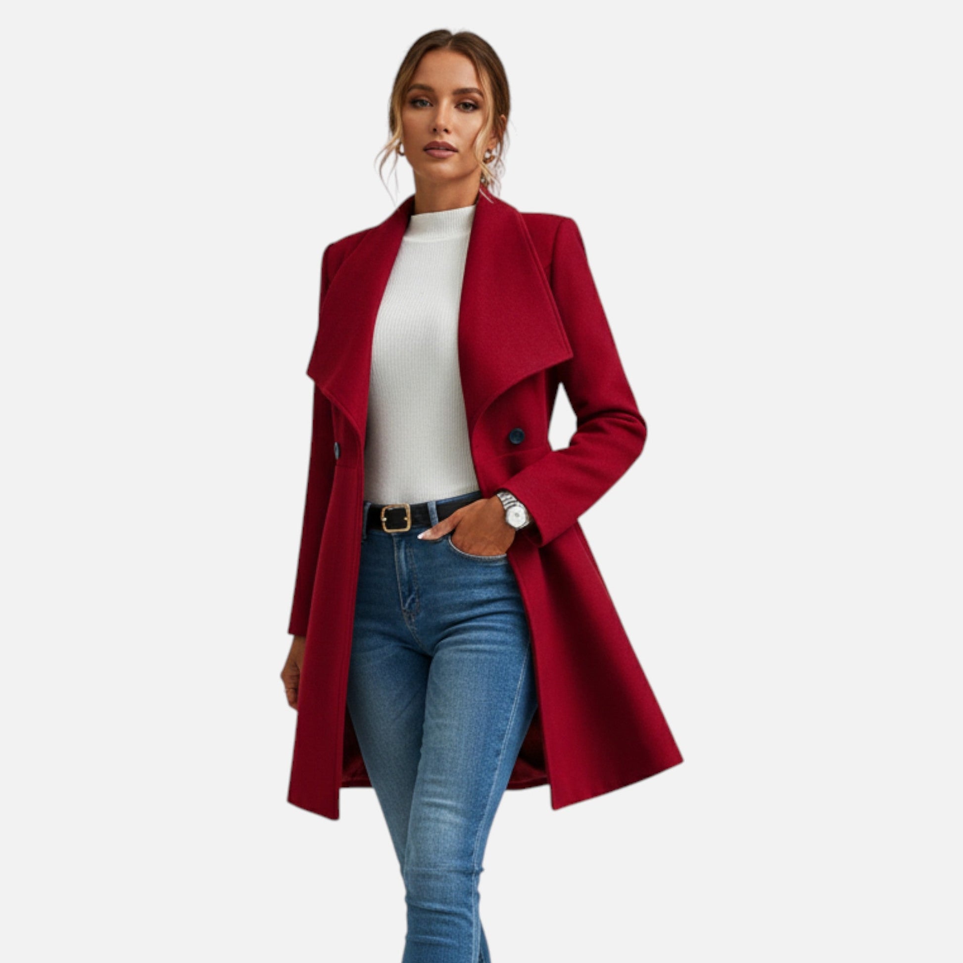 Valmonti Women's Wool Winter Coat | Tailored Lapel, Warm Blend 1