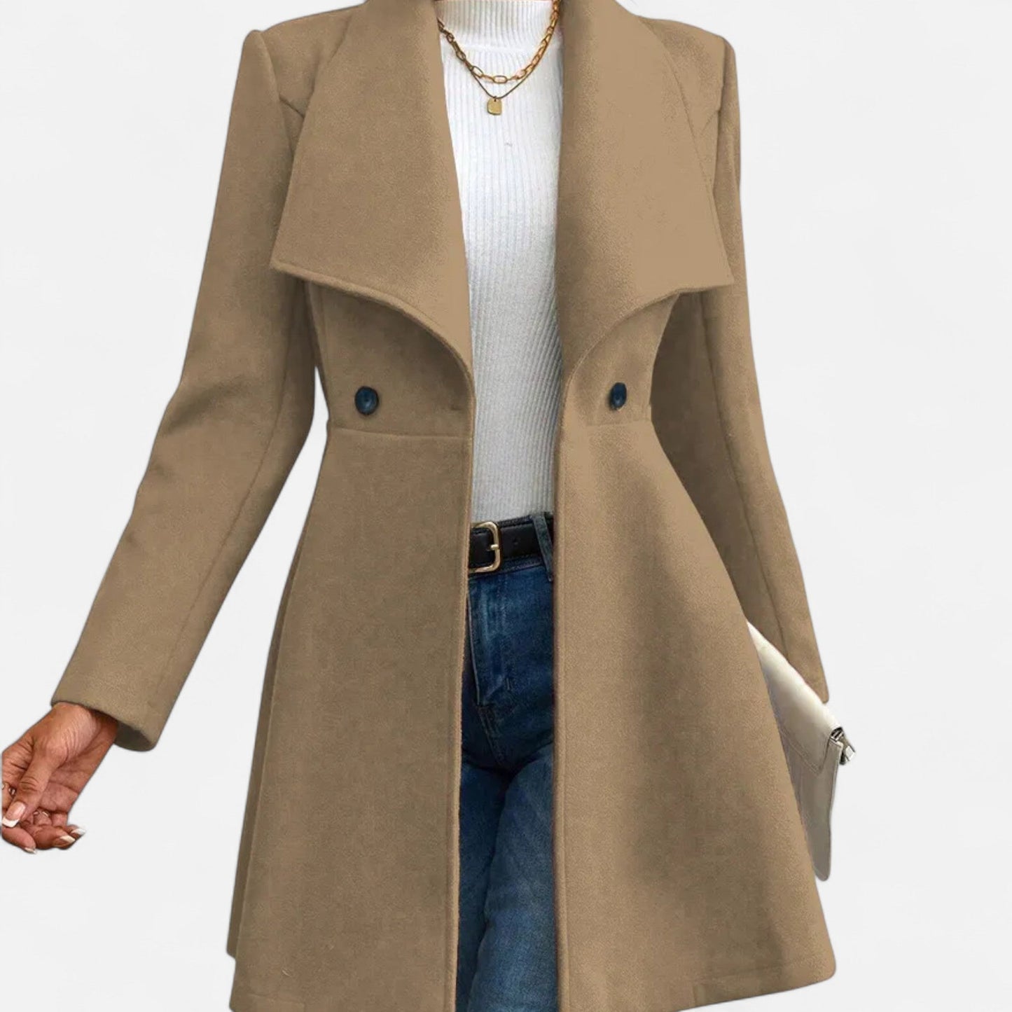 Valmonti Women's Wool Winter Coat | Tailored Lapel, Warm Blend 3