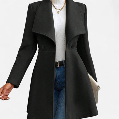 Valmonti Women's Wool Winter Coat | Tailored Lapel, Warm Blend 5