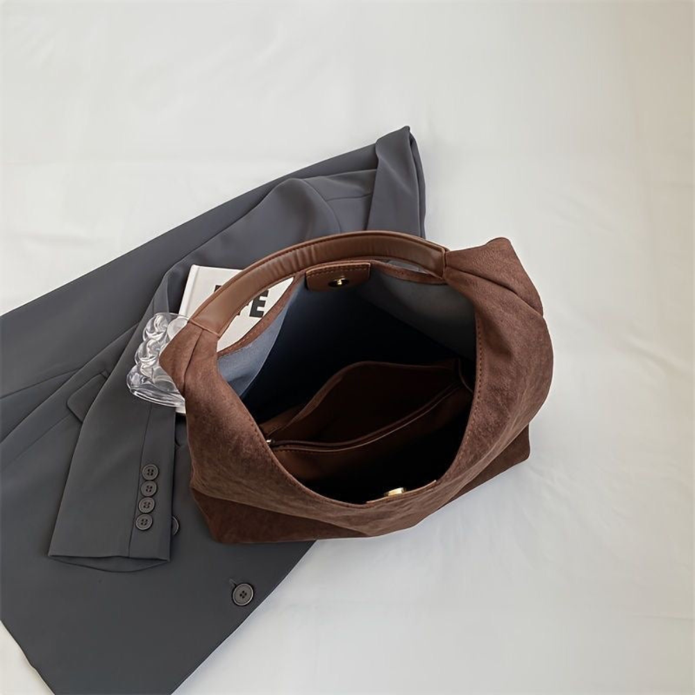 Vera Women’s Shoulder Tote with Soft Suede Texture and Spacious Interior 1