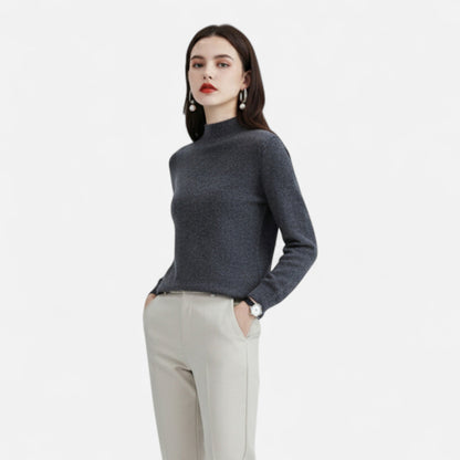 Violet Women's Sweater | 100% Pure Wool, Half-Neck Design 1