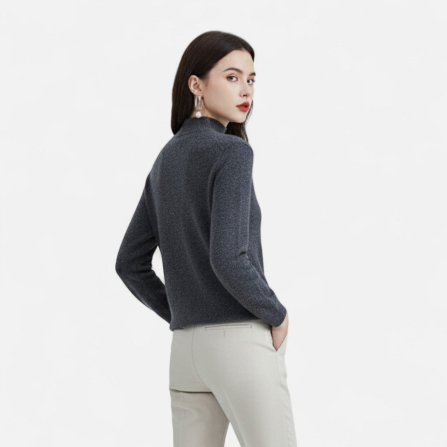 Violet Women's Sweater | 100% Pure Wool, Half-Neck Design 2