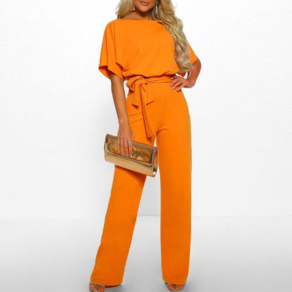 Vivid Women's Jumpsuit with Short Sleeves and Adjustable Belt 1