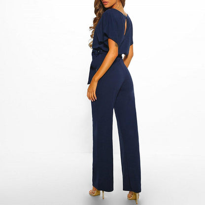 Vivid Women's Jumpsuit with Short Sleeves and Adjustable Belt 3
