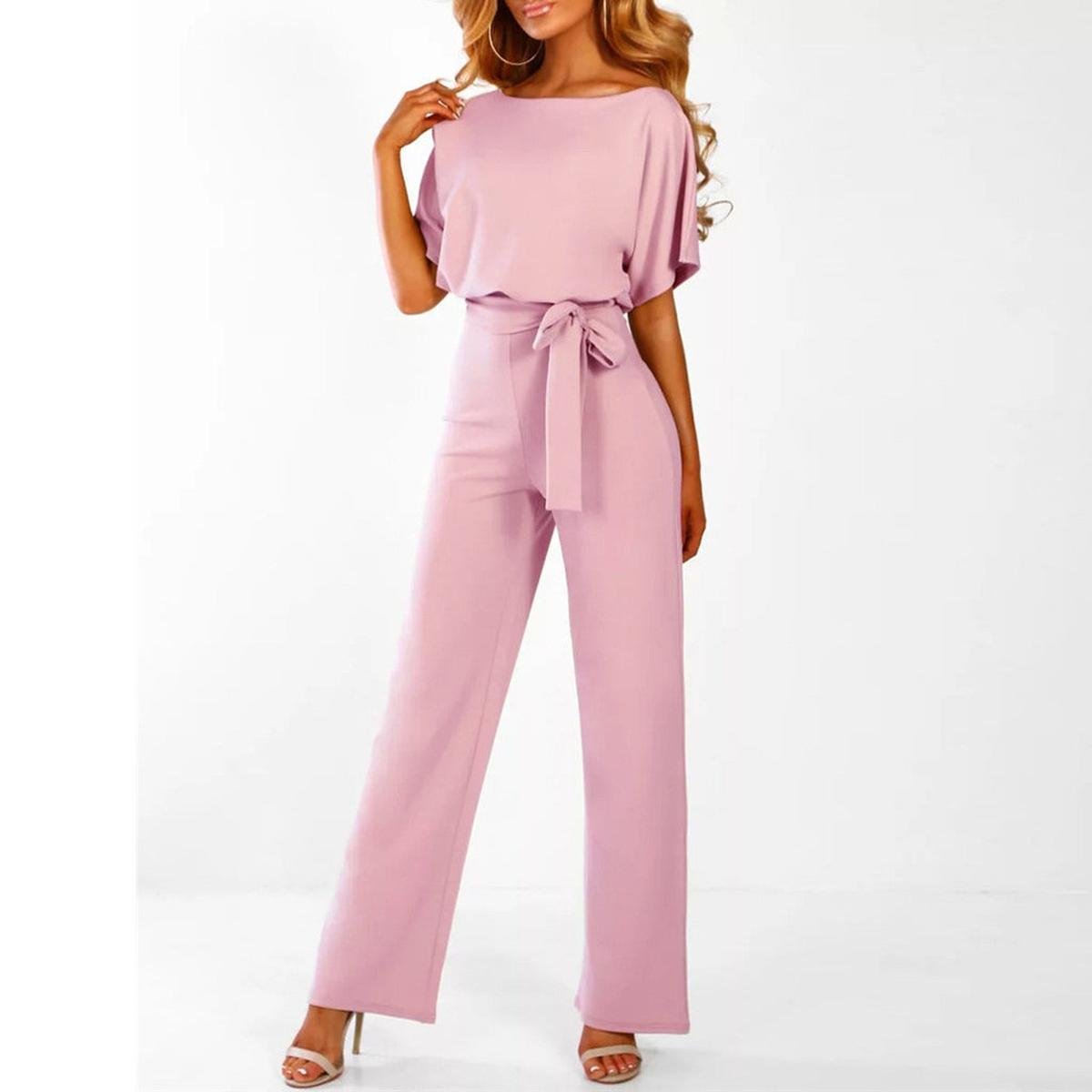 Vivid Women's Jumpsuit with Short Sleeves and Adjustable Belt 4