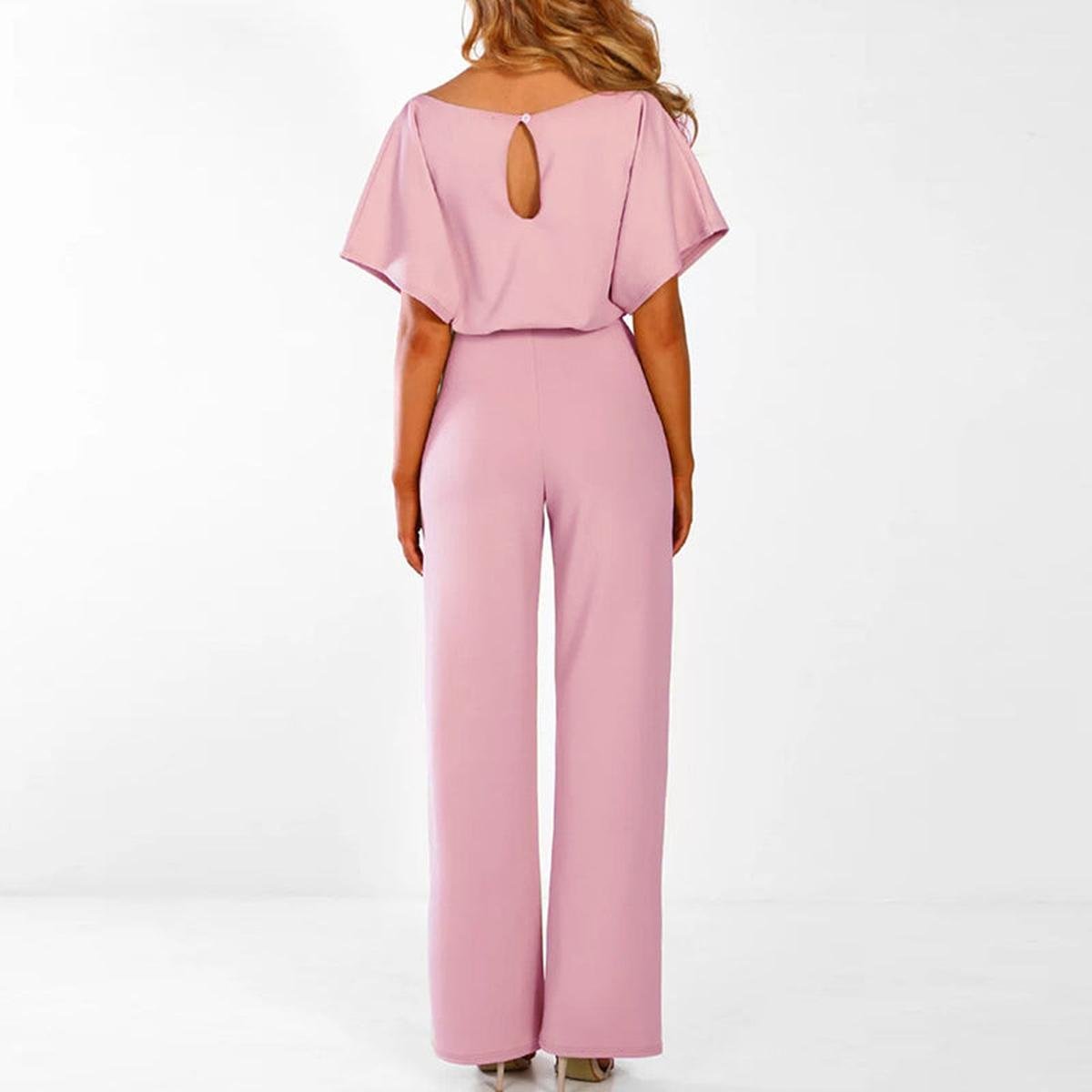 Vivid Women's Jumpsuit with Short Sleeves and Adjustable Belt 5