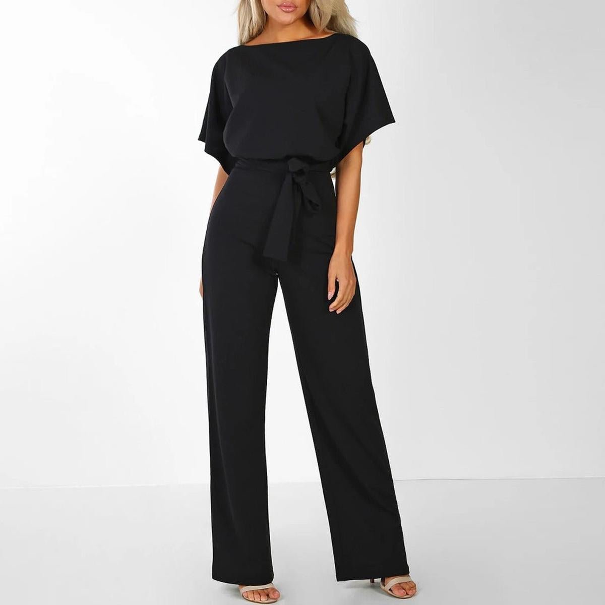 Vivid Women's Jumpsuit with Short Sleeves and Adjustable Belt 6