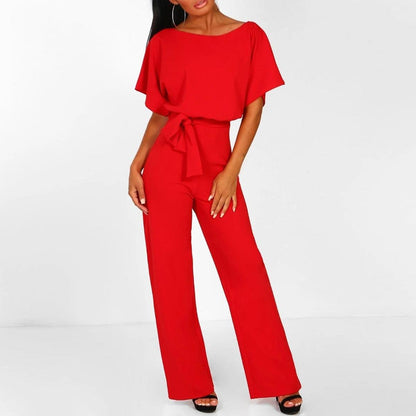 Vivid Women's Jumpsuit with Short Sleeves and Adjustable Belt 8