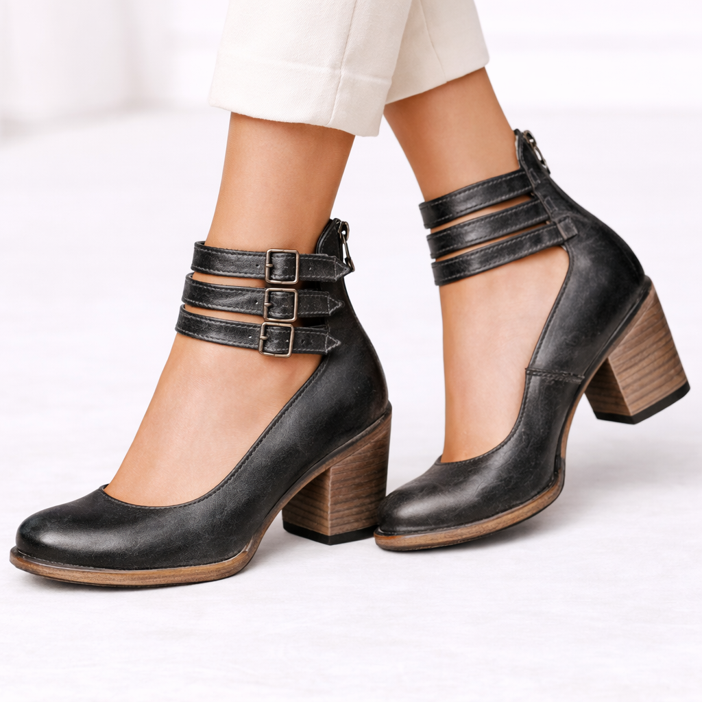 Willa Women’s Black Ankle Boots with Cushioned Insole and Block Heel 3