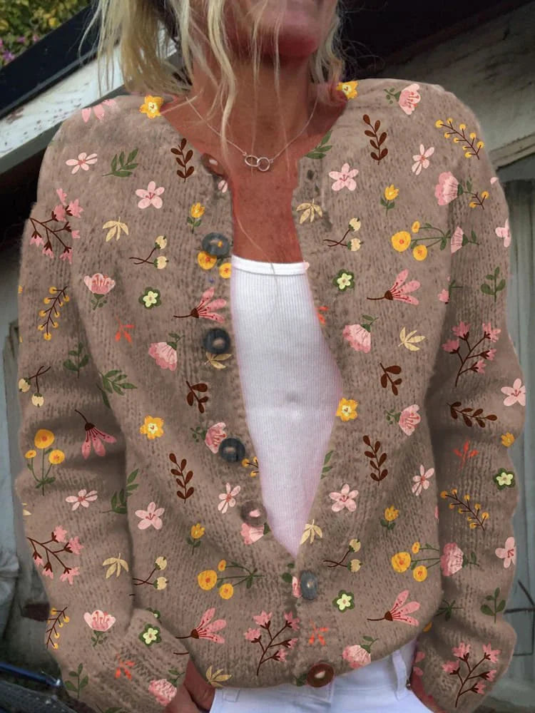 Willa Women's Cardigan | Lightweight Knit, Printed Design 1