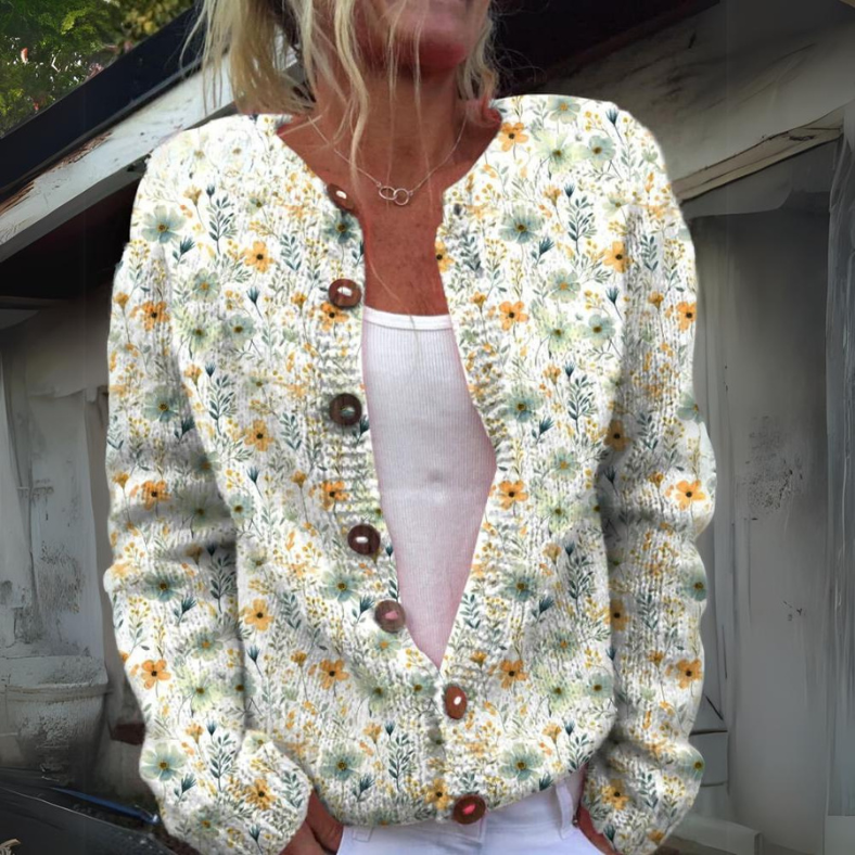 Willa Women's Cardigan | Lightweight Knit, Printed Design 2