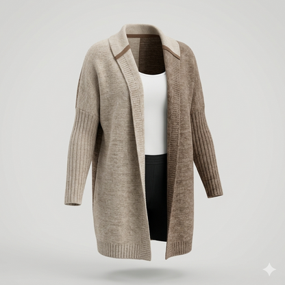 Willa Women's Cardigan | Soft Knit, Hooded Patchwork Design 1