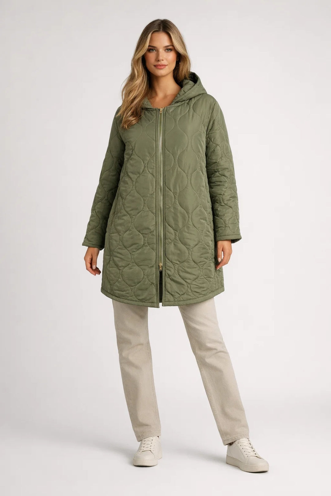 Willa Women's Coat | Quilted Hooded Knee-Length Outerwear 0