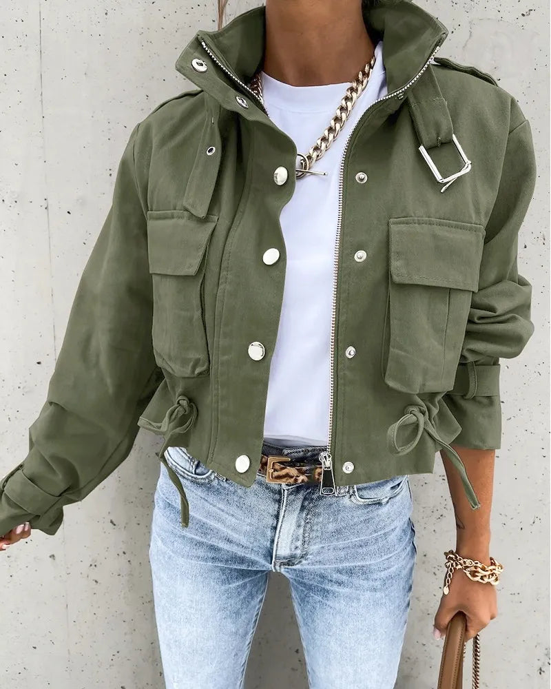 Willa Women's Cropped Bomber Jacket | Lightweight Urban Casual Outerwear 1