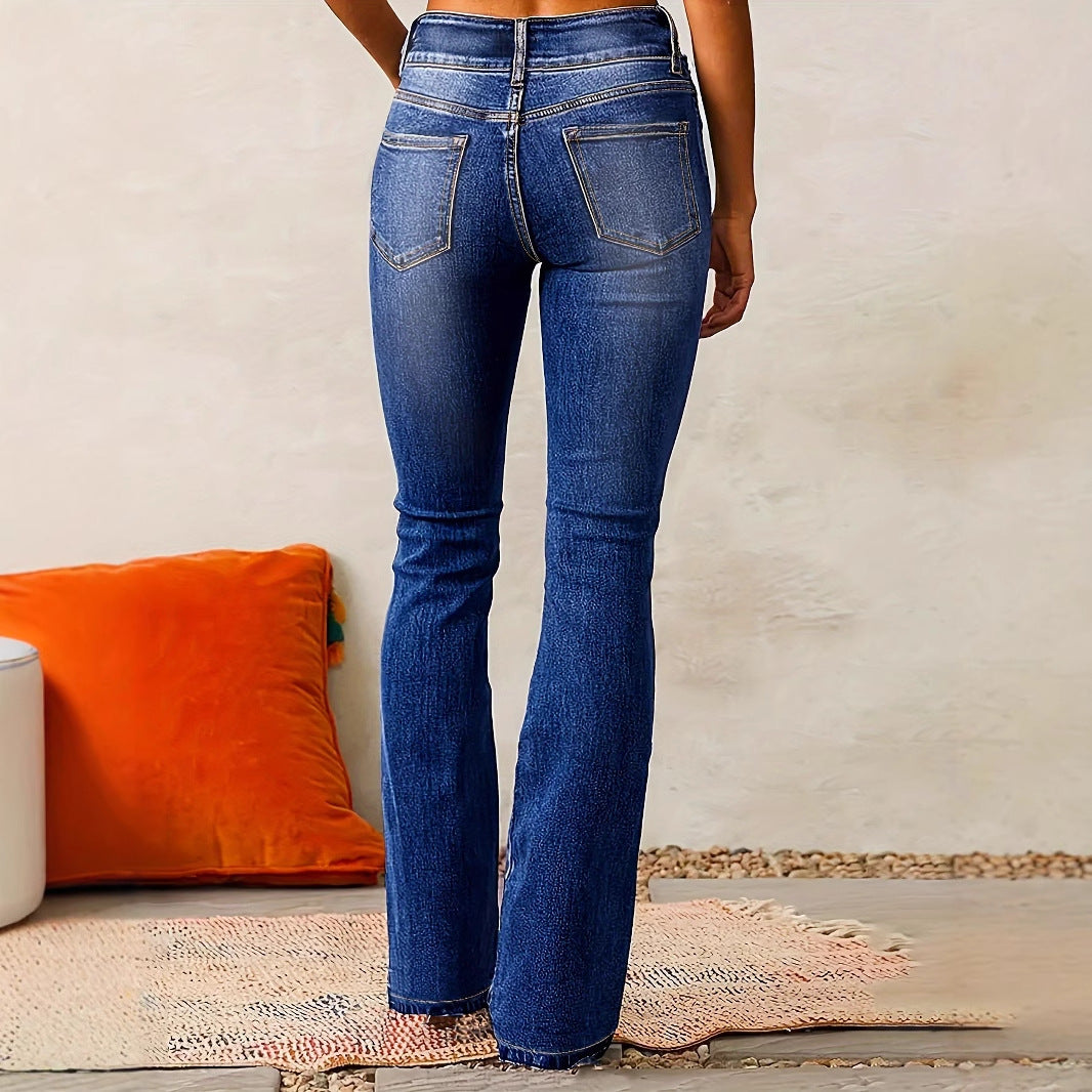 Willa Women's Flare Jeans with Double-Button Waistband and Defined Seams 3