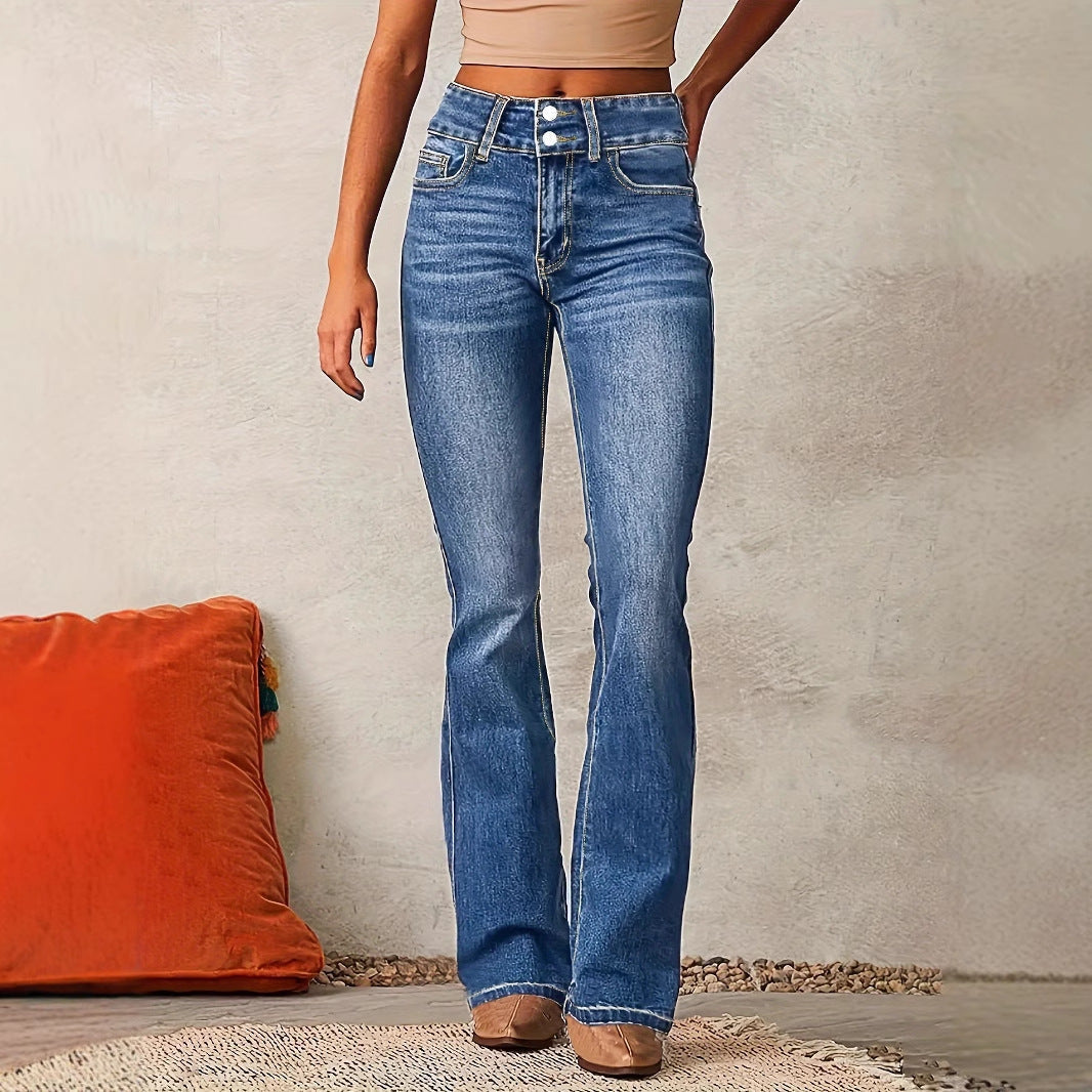 Willa Women's Flare Jeans with Double-Button Waistband and Defined Seams 5