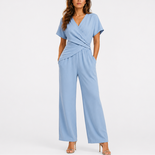 Willa Women's Jumpsuit with Wrap-Style Top and Adjustable Waist Design 0