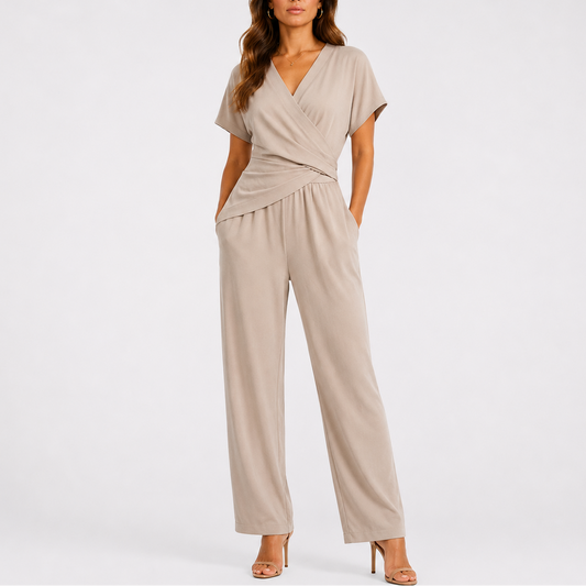 Willa Women's Jumpsuit with Wrap-Style Top and Adjustable Waist Design 1
