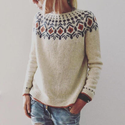 Willa Women's Knit Sweater | Soft Patterned Collar, Warm Autumn Wear 0